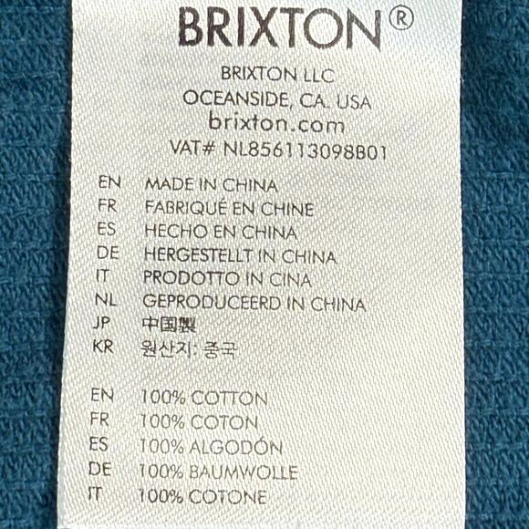 Brixton Men’s Small Blue Corduroy Button Down Shirt 100% Cotton Casual - Picture 6 of 7